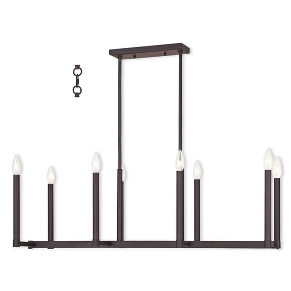 14 inch 8 Light Bronze Linear Chandelier with Steel base material