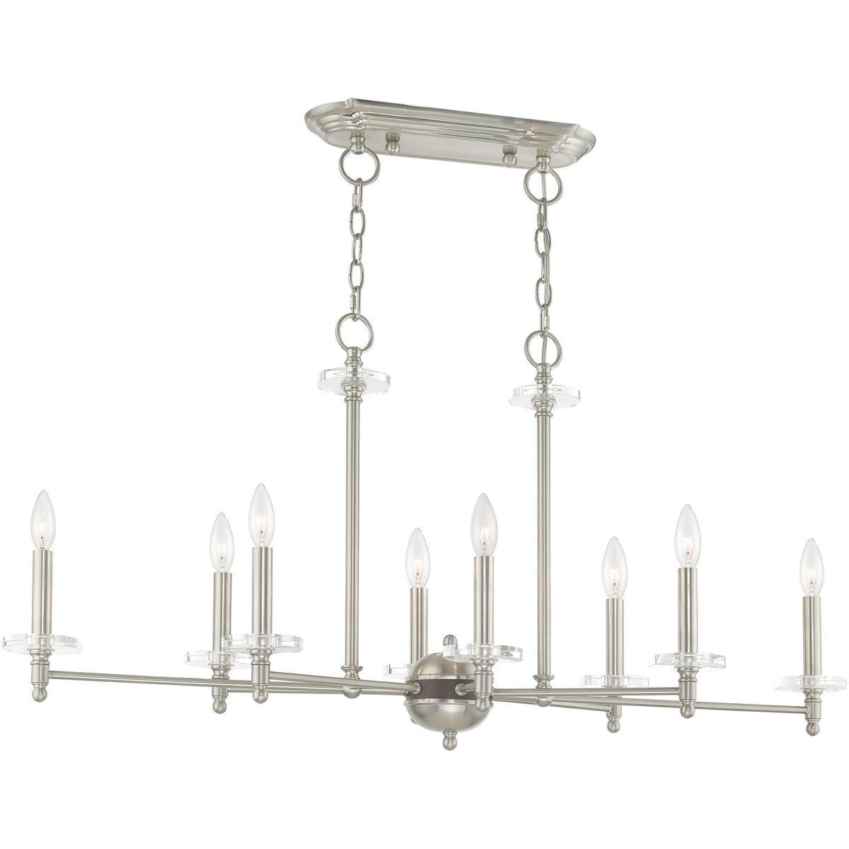 Elegant Bancroft 8-Light Linear Chandelier with Brushed Nickel Finish