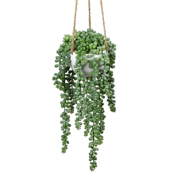14 inch Artificial Succulents Hanging Fake String of Pearls Greenery with Planter