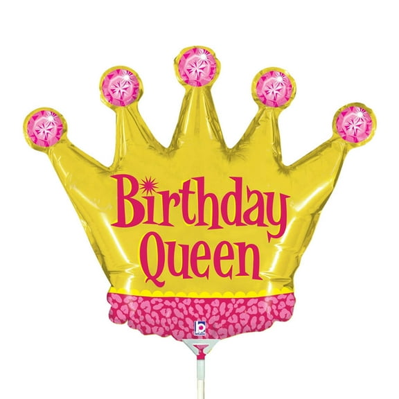 14 inch Birthday Queen Mini Shape (Air-Fill Only) Foil Mylar Balloon - Party Supplies Decorations