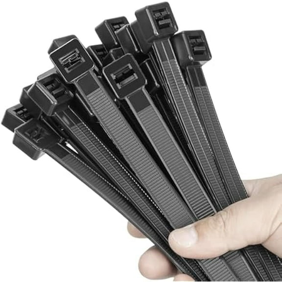 14 inch Black Large Zip Ties Heavy Duty (100 Pack), 2025 New Patented Design, 300 LBS Tensile Strength, Self-Locking Nylon PA66 Cable Ties for Indoor and Outdoor Use