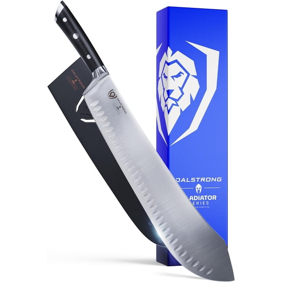 14 inch Bull Nose Butcher Knife - Gladiator Series Elite - High Carbon Premium German Steel - Black G10 Handle - Meat BBQ Knife - Sheath Included - NSF Certified