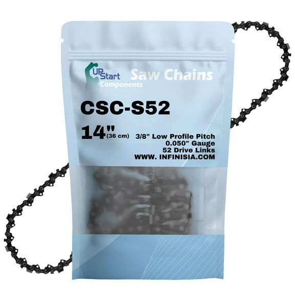 14-inch Chainsaw Chain Replacement for Homelite 20AV Chainsaws - S52 (14", 3/8" Low Profile Pitch, 0.050" Gauge, 52 Drive Links)