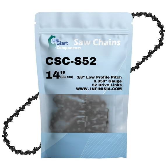 14-inch Chainsaw Chain Replacement for Poulan 1800 Chainsaws - S52 (14", 3/8" Low Profile Pitch, 0.050" Gauge, 52 Drive Links)