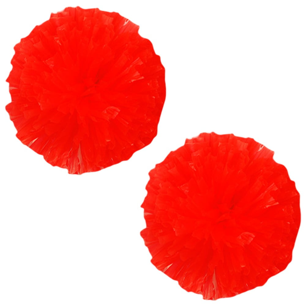 14 inch Cheerleader pom poms Cheerleading Red Siliver Cheer pom poms  Metallic Foil with Ring for Cheering Squad 2 Pack