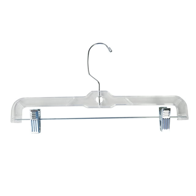 Economy 14inch Clear Plastic Skirt and Pants Hangers, Durable and