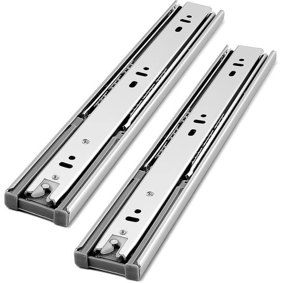 14 inch Drawer Slides 2 PairSoft Close 3 Fold, Cabinet Full Extension Slides, Heavy Duty Slide Rails, Side Mount Ball Bearing Tracks Guide Glides