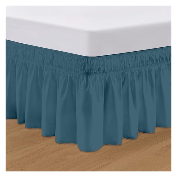 14 inch Drop Bed Skirt Full Size - No Lifting Required, Adjustable Easy Fit Elastic Strap, Classic Gathered Styling Dust Ruffle, Fade Resistant - Teal