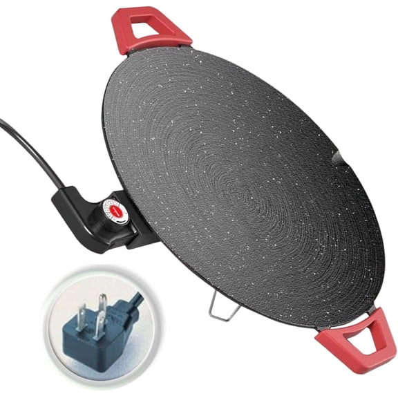 14-inch Electric Indoor Grill with Nonstick Round Pan for Korean BBQ, Smokeless Skillet