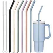 14 inch Extra Long Pastel Color Silicone Replacement Straws for 40 oz Stanley Cup, Reusable Flexible Drinking Straws for 1 Gallon Jug, 64 oz 32 oz Water Bottles, Rtic/Yeti Tumbler, Pack of 6