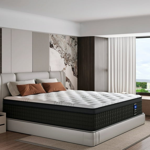 14 inch Full Hybrid Mattress in a Box, Gel Memory Foam and Individually Pocket Innerspring, White, Medium Firm , Motion Isolation