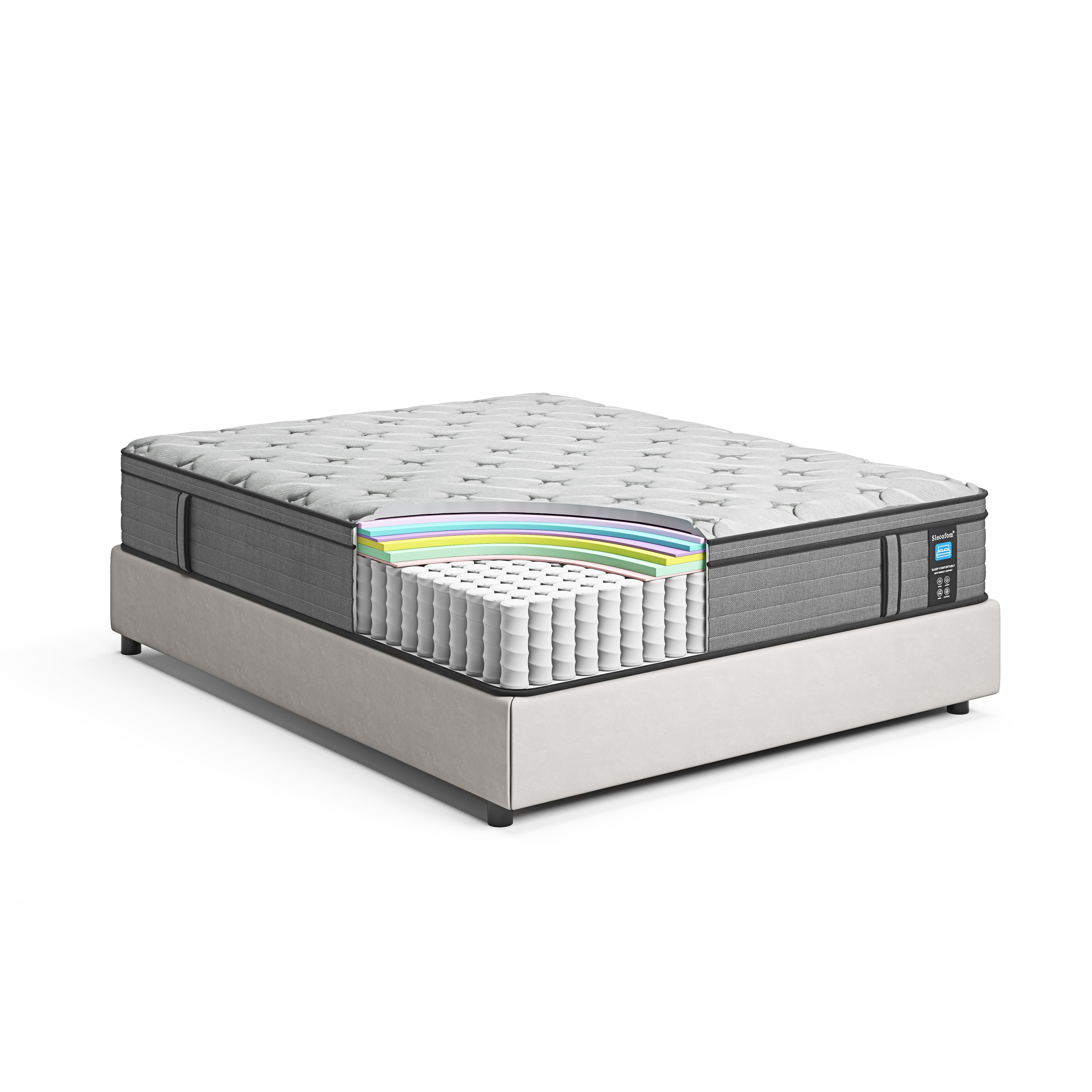 14-Inch Gray Euro Top King Hybrid Innerspring Mattress