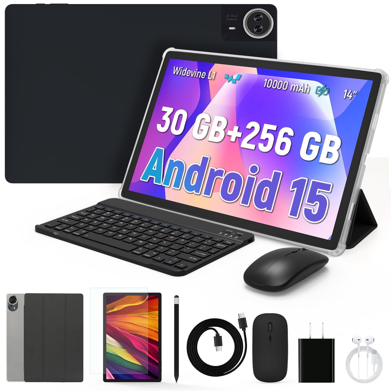 10.1inch Android 14 Tablet, Octa-Core Touch Screen Tablet