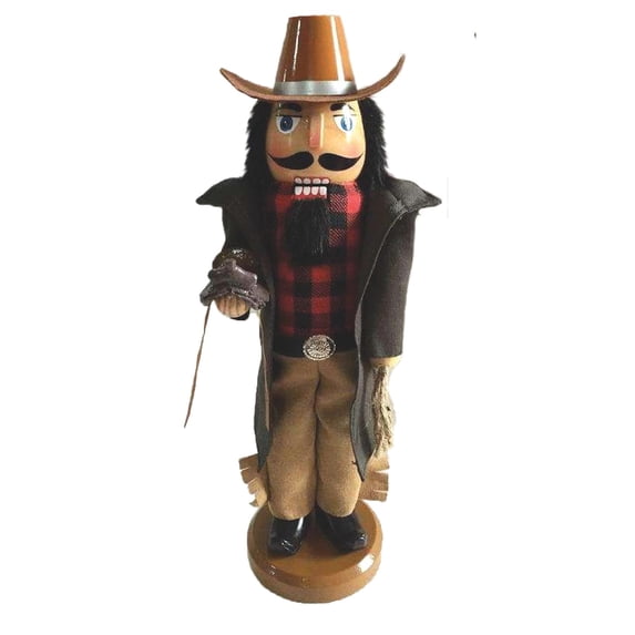 14 inch Leather Duster Cowboy Nutcracker - brown