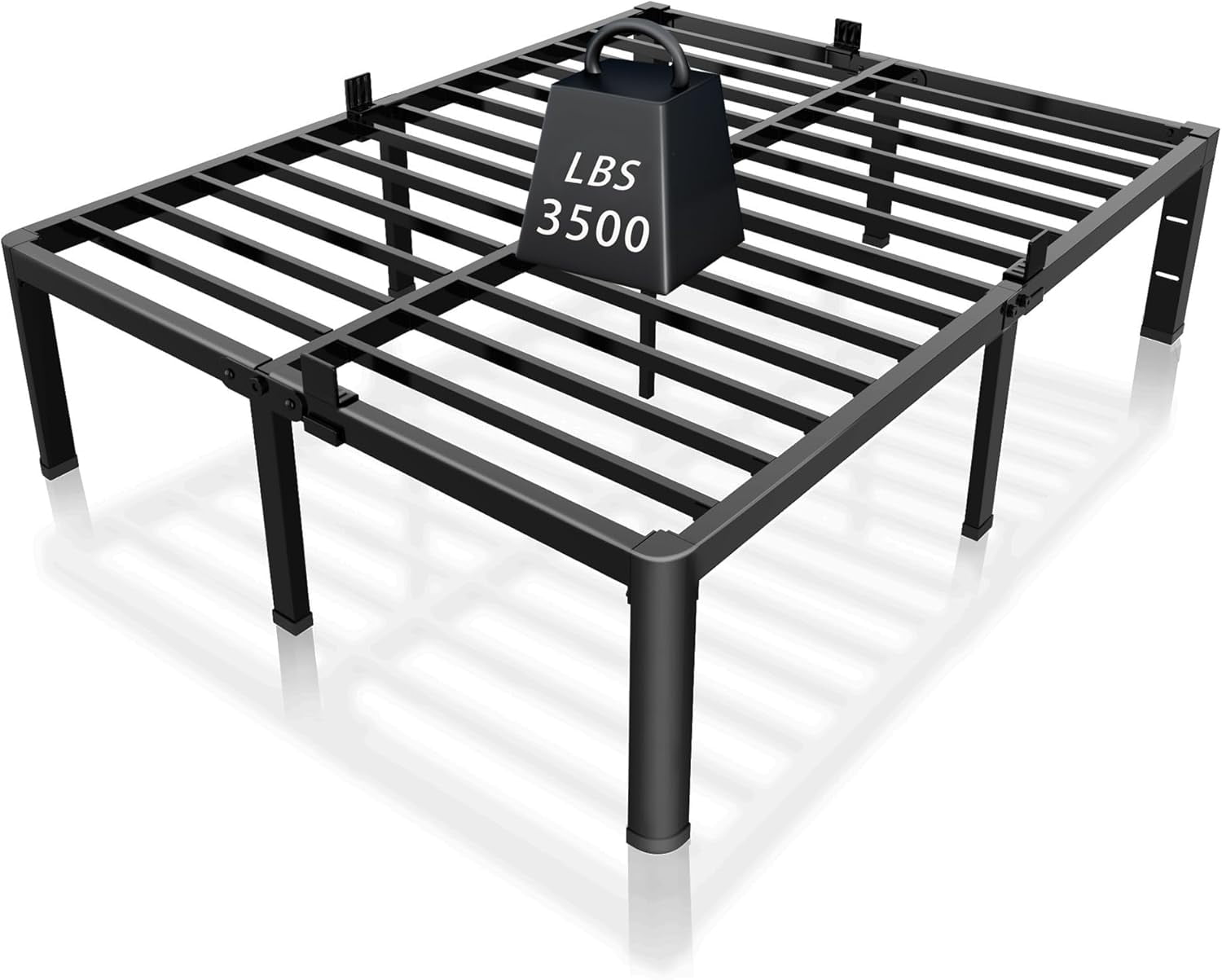 14 inch Metal Queen Bed Frame with Rounded Corner and Headboard Hole ...