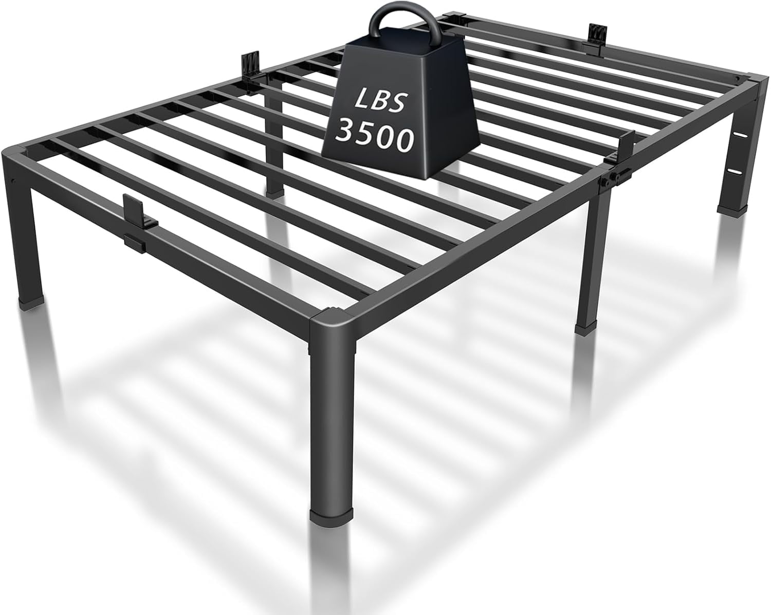 14 inch Metal Queen Bed Frame with Rounded Corner and Headboard Hole ...