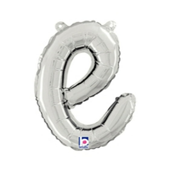 14 inch Script Letter E - Silver (Air-Fill Only) Betallic Foil Mylar Balloon - Party Supplies Decorations