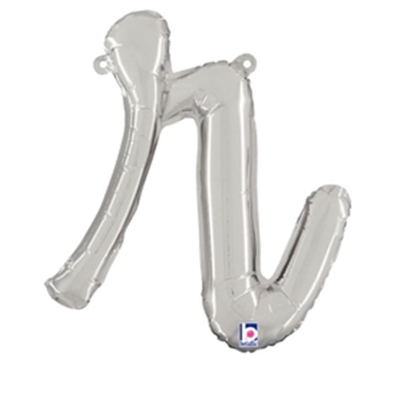 14 inch Script Letter R - Silver (Air-Fill Only) Betallic Foil Mylar Balloon - Party Supplies Decorations