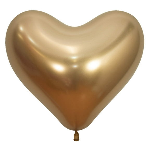 14 inch Sempertex Reflex Gold Heart Latex Balloons (50 Pack) - Party Supplies Decorations