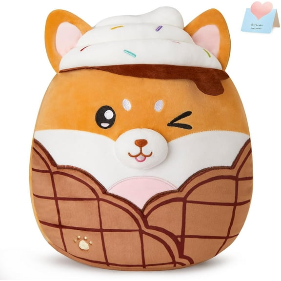 14-inch Shiba Inu Plush Toy Ice Cream Corgi Dog Pillow, Soft Plush Toy, Suitable for Children, Boys and Girls