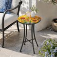 thumbnail image 1 of 14 inch Side Table, Round Iron Top End Table, Indoor Outdoor Accent Table, Sunflower Mosaic, 1 of 10