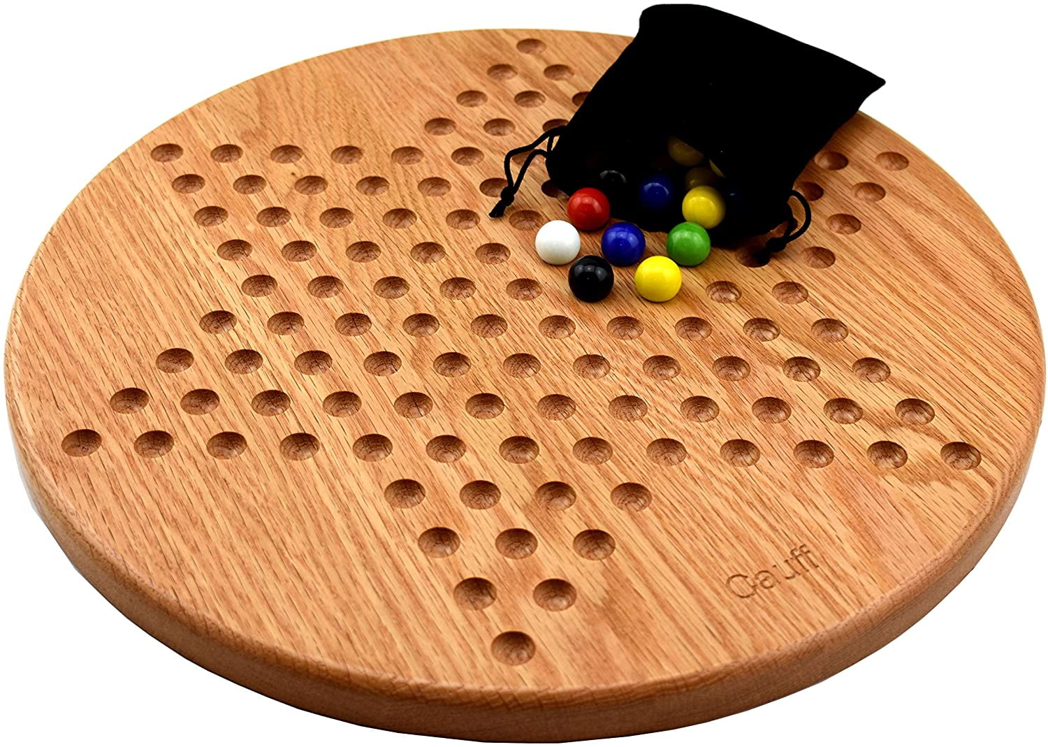 14 inch Solid Oak Wooden Chinese Checkers Board Game by Cauff