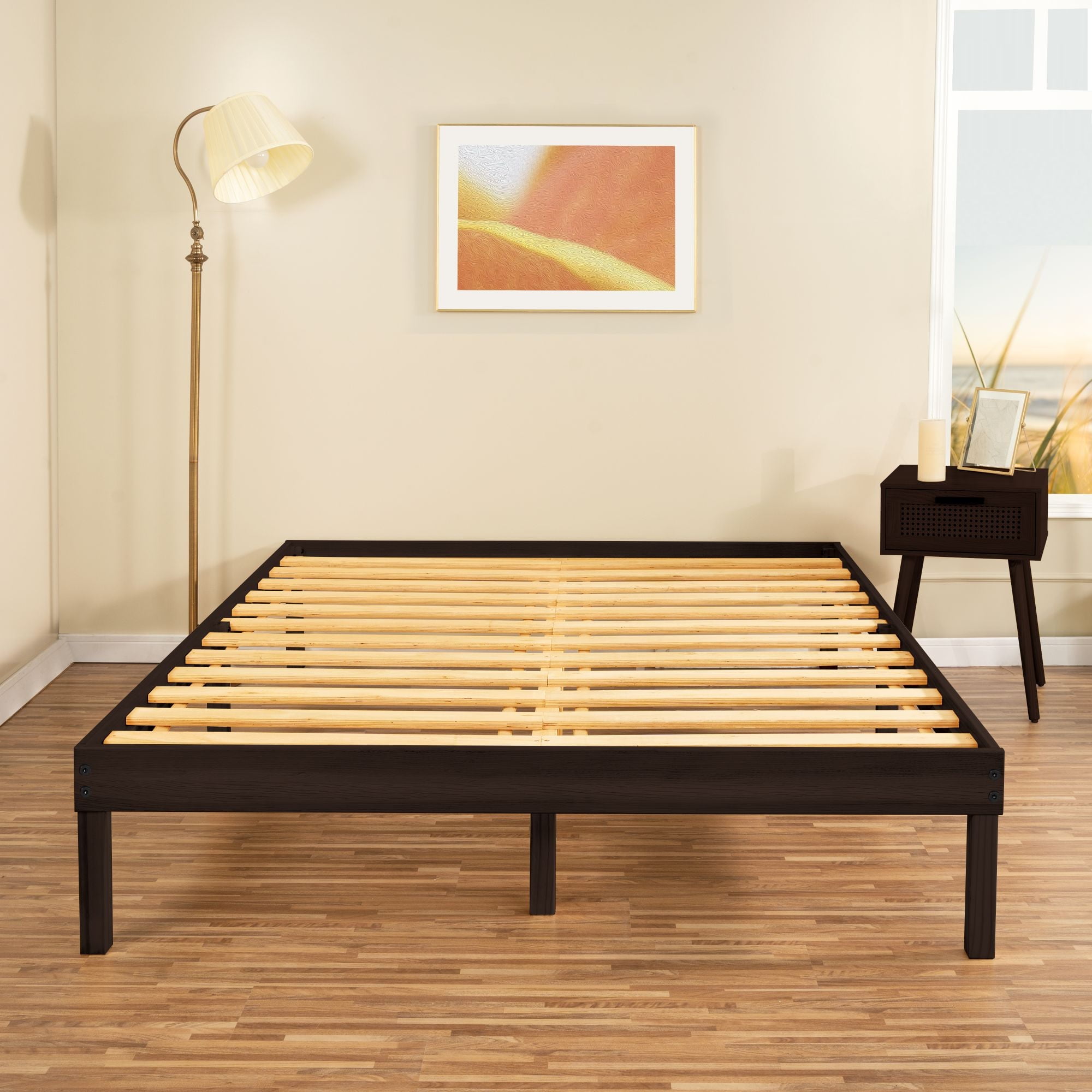 14 inch Solid Wood Platform Bed, Easy Put Together, Heavy Duty Twin XL