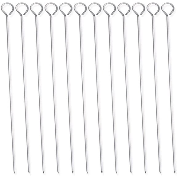 14 inch Square Kebab Skewers,12 Pack BBQ Stainless Steel Skewers for Beef grill, Dishwasher safe. by HONSHEN