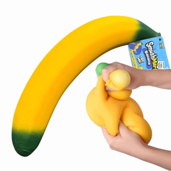 14 inch Squeezy Banana - Jumbo Squishy Banana Toy , Ultra-Soft Slow Rising Large Squeeze Fruit, Stress Relief Toy for Adults, Focus & Relaxation