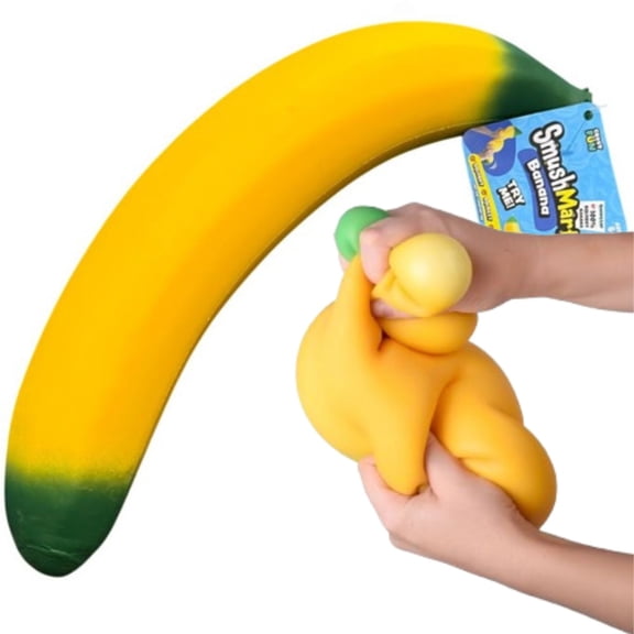 14 inch Squeezy Banana - Jumbo Squishy Banana Toy , Ultra-Soft Slow Rising Large Squeeze Fruit, Stress Relief Toy for Adults, Focus & Relaxation