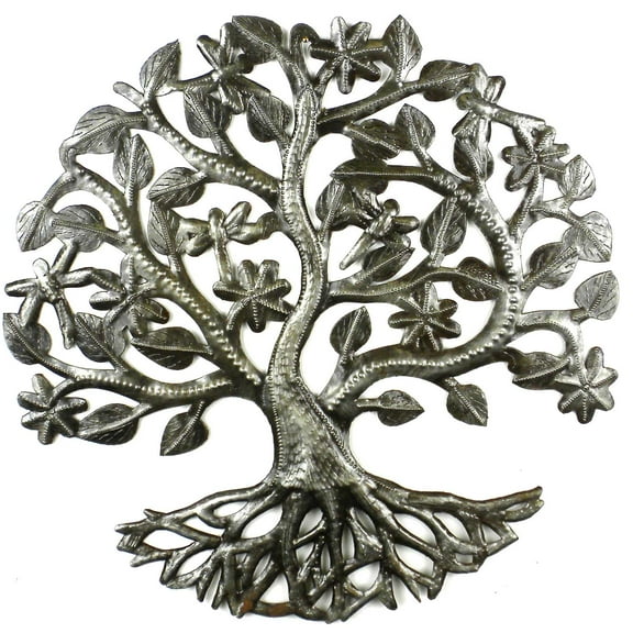 14 inch Tree of Life Dragonfly Metal Wall Art Croix des Bouquets