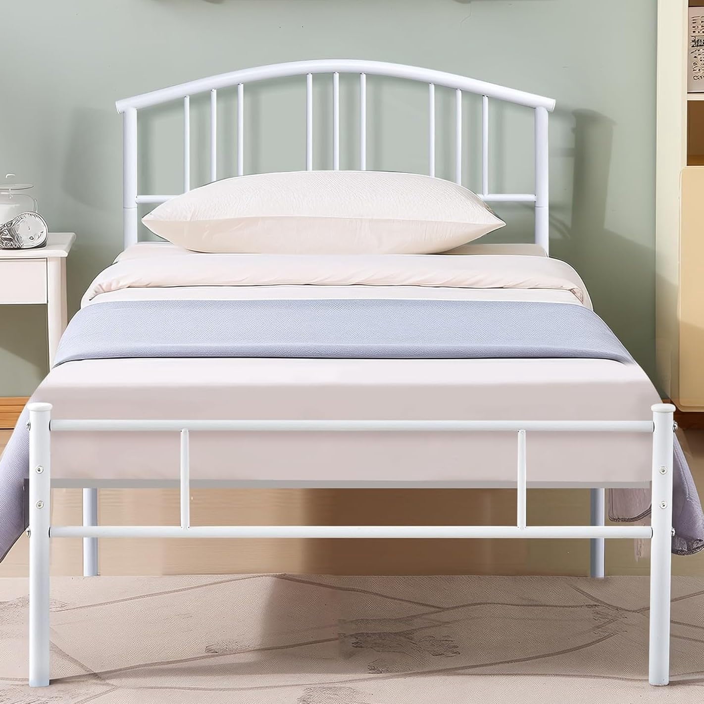 Twin Bed Frame White Metal