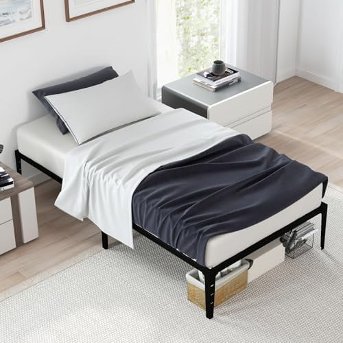 14 inch Twin Bed Frames Black Metal Platform Bed Frame Bedframe No Box Spring Needed Easy Assembly Under Beds Storage Base Beds Foundation-Twin Size$$Home Decor, Kitchen, & Other