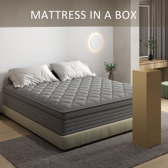 14 inch Twin Sized Hybrid Mattress in a Box.Individually Wrapped Pocket Springs Semi Firm Constructed with High Density Materials For Enhanced Durability And Support