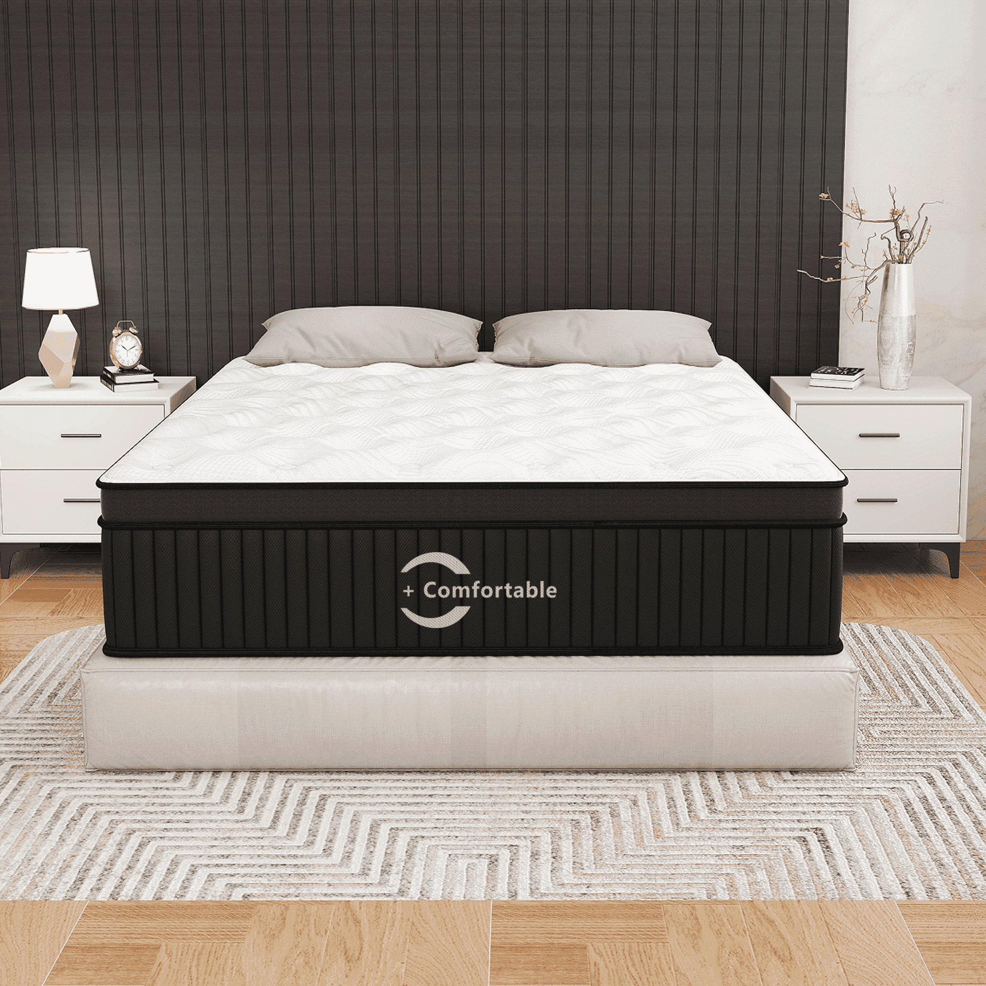 OPV 14 inch Twin Sized Medium Hybrid Mattress High Density Foam Layer Individually Pocketed Springs Motion Isolation Comfortable Sleep