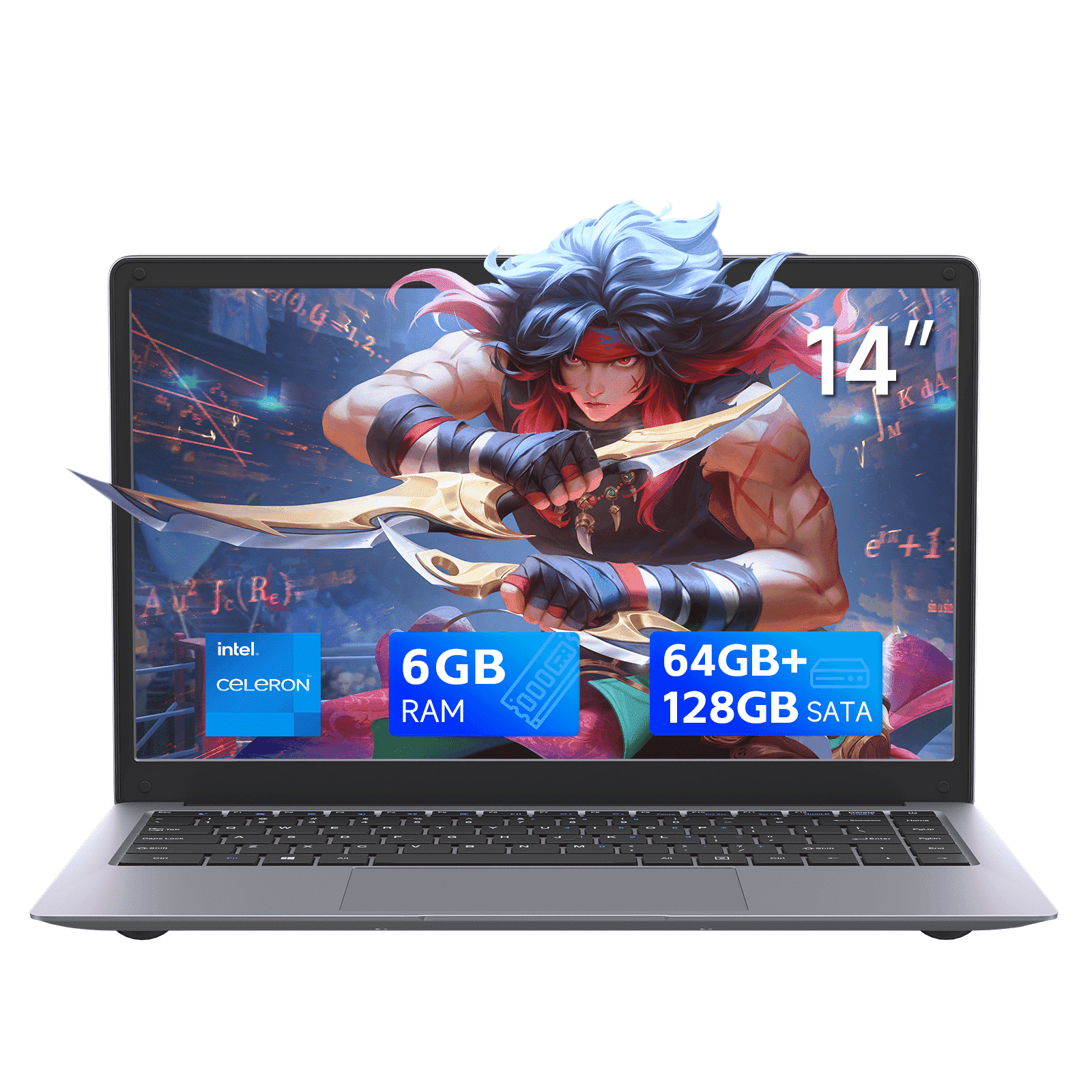 RNRUO 14 inch Laptop Intel Celeron N3350 6GB RAM 64GB+128GB SSD 1366x768 Display Windows 10 WiFi 5, BT5.0, HD Camera for Beginner, Kids