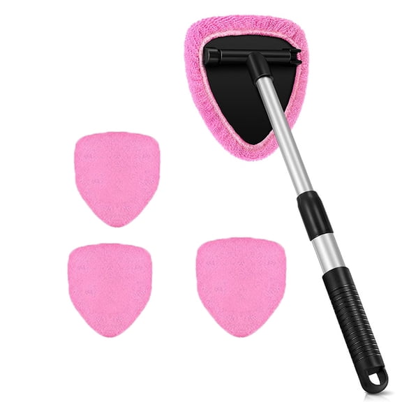 14-inch Windshield Cleaner Tool – Upgrade Large Head Car Interior&Exterior Window Cleaning Kit with Extendable Handle & 4 Microfiber Pads, Auto Wiper Brush for Car, Trucks, SUVs, RVs & Home