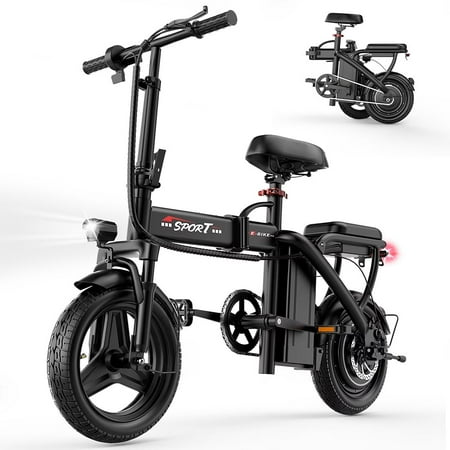 PostJoy Z6 14-inch folding electric bicycle, adult electric bicycle, 48V10AH battery, peak 1200W motor, top speed of 25MPH, range of 35 miles, commuter/travel mini electric bicycle