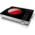 thumbnail image 1 of 14-inch portable infrared burner with 3500W electric heating plate and 3-hour timer - touch control panel adjustable heating power glass top stove for cooking (black), 1 of 5