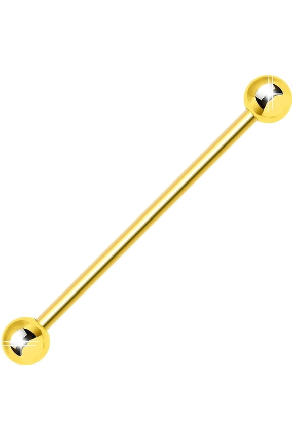 14 karat Solid Gold Industrial Barbell Scaffolding Jewelry 16g 1 1/2" 4mm ball