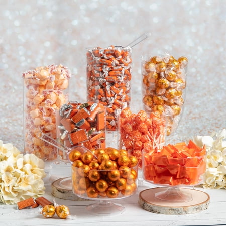 14 lbs+ Orange Candy Buffet Individually Wrapped Candies (Serves 24-36) - Includes Truffles, Taffy, Lollipops & More