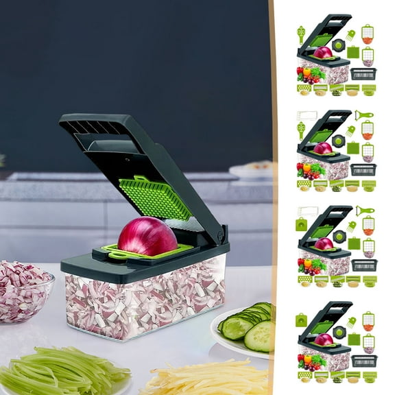 14 or 16 Piece Multifunctional Vegetable Cutter Set Kitchen Slicer Grater Silk Scraper Planer Food Prep Tool for Fruits Veggies Salads Meal Prep Gift