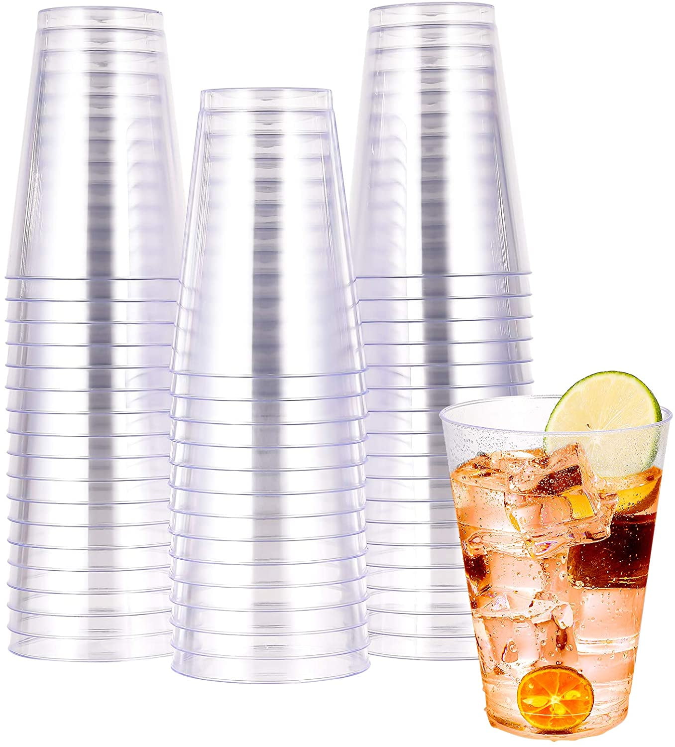 14 oz Clear Plastic Cups, 50 Pack Heavy-duty Party Glasses, Disposable 14 oz Clear Plastic Cups, 50 Pack Heavy-duty Party Glasses, Disposable