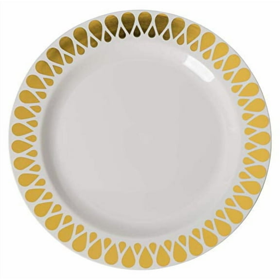 14 oz Gold Droplet Design Soup Premium Plastic Wedding Bowls (40 Pack) China-Like