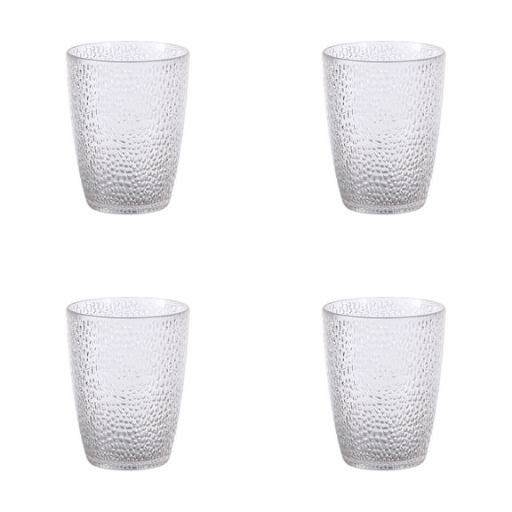 14 oz Drinking Glasses Set of 4,Unbreakable Coloured Water Tumbler, Cups,Reusable Drinking Cups for Kitchen Picnic Party Juice (Clear)