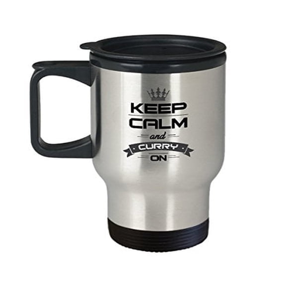 14 oz Stainless Steel Travel Mug - Keep Calm and Enjoy Curry Gifts