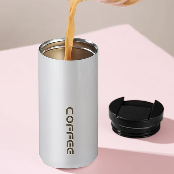 14 oz Stainless Steel Vacuum Insulated Tumbler - Coffee Travel Mug Spill Proof with Lid - Coffee Cups for Keep Hot/Ice Coffee,Tea and Beer(White)