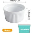 thumbnail image 1 of 14 oz White Souffle Dishes Set of 4 Porcelain Ramekins for Baking, Microwave & Oven Safe, 1 of 6