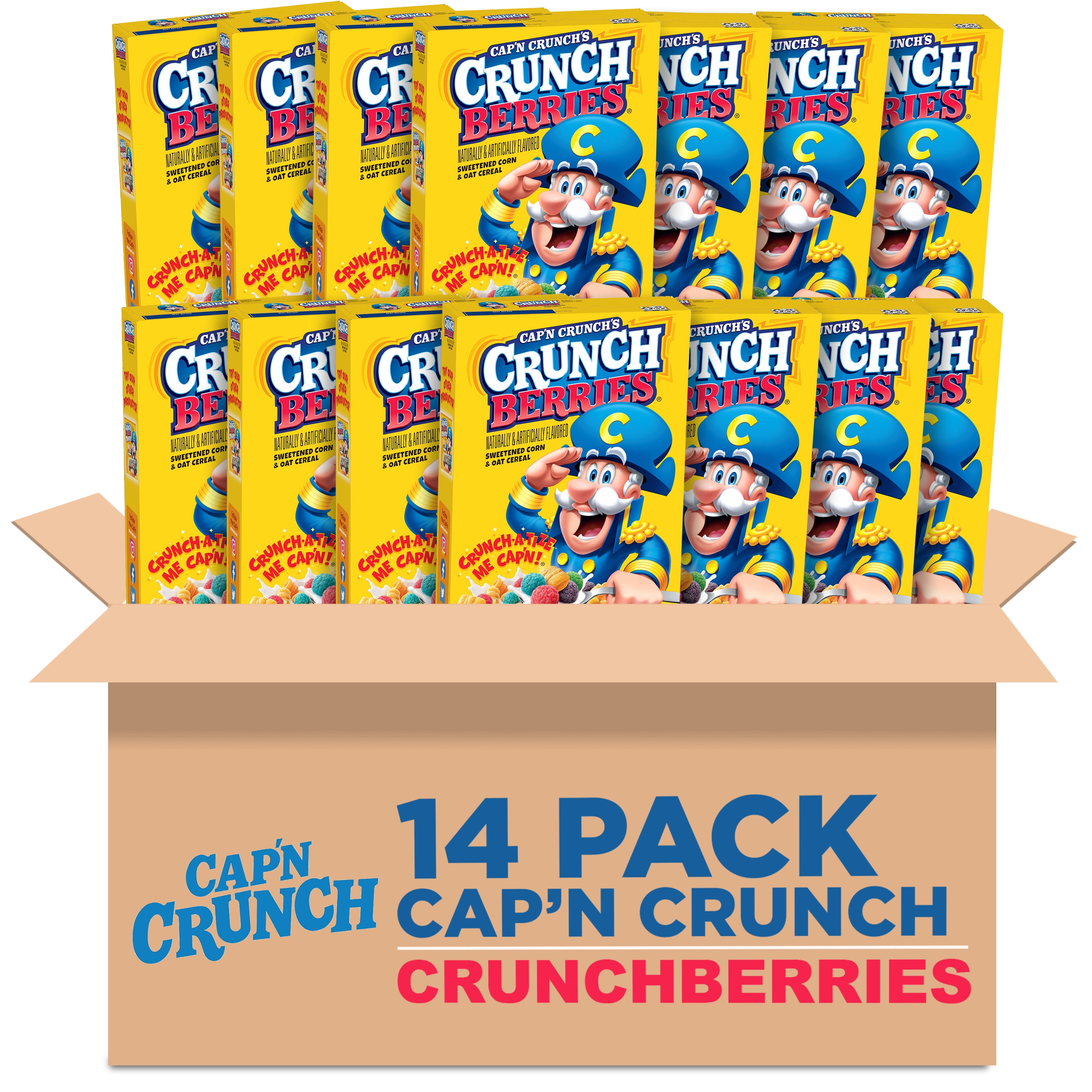 (14 pack) Cap'n Crunch, Crunch Berries, Kid's Cereal, 11.7 oz Packaged Breakfast Cereal Box
