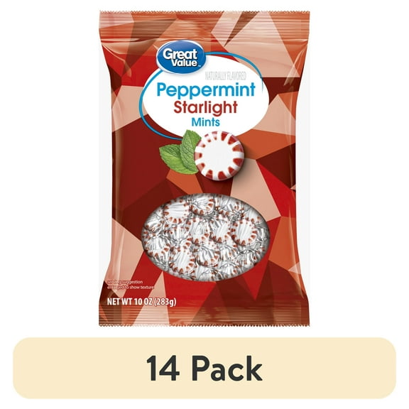 (12 pack) Great Value Peppermint Starlight Mints Hard Candy, 10 oz Bag
